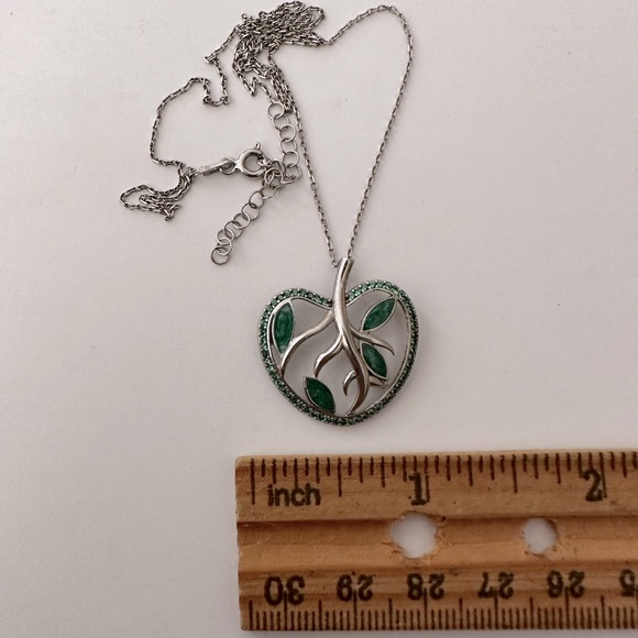 Tree of life green enamel 925 silver necklace 14k rose gold plated - Picture 4 of 5